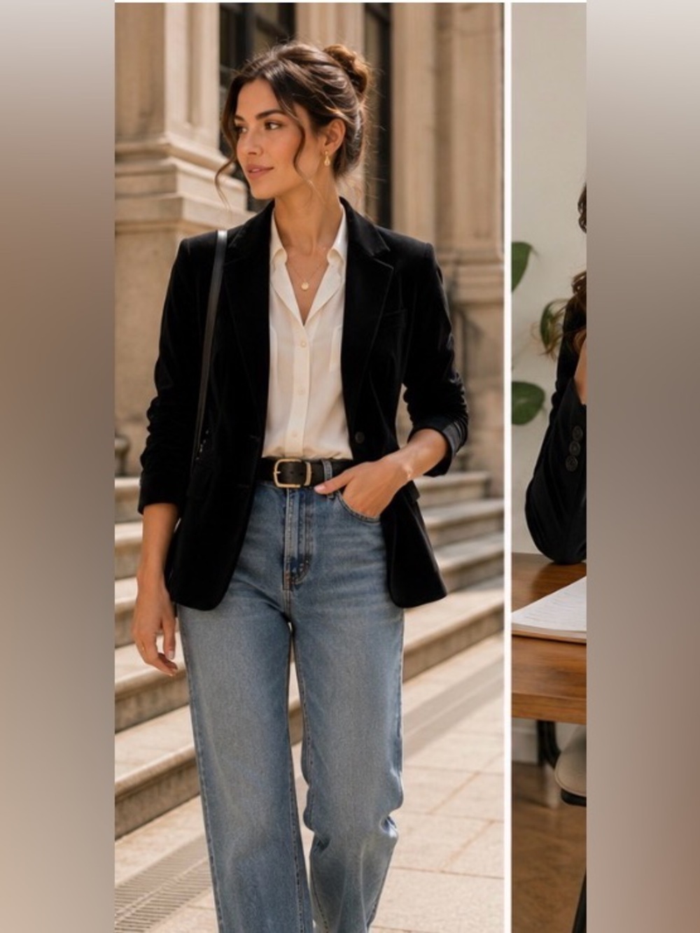 Lord & Taylor Black Velvet Blazer Tailored Single Button Jacket Size 8